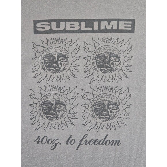 Sublime Shirt Mens XL 40 Oz to Freedom Graphic T-Shirt Gray Sun Band Tee - Picture 2 of 5